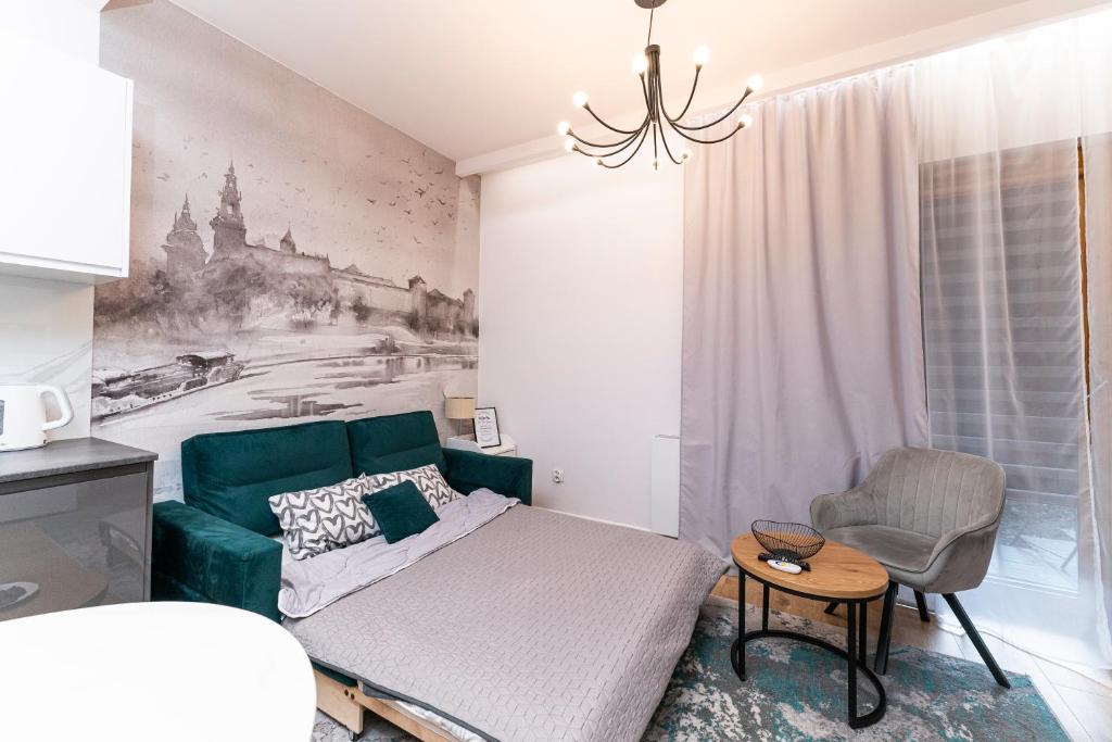 Posteľ alebo postele v izbe v ubytovaní krakow dream apartment