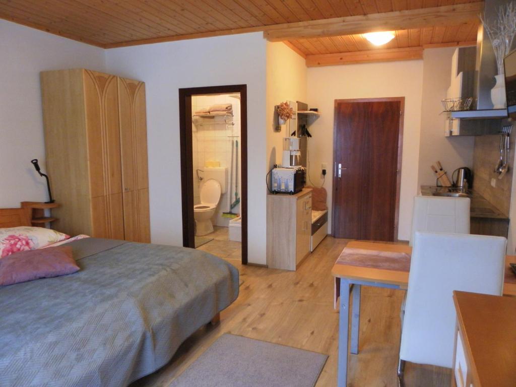 Kuchyň nebo kuchyňský kout v ubytování Apartment zum Wasserfall