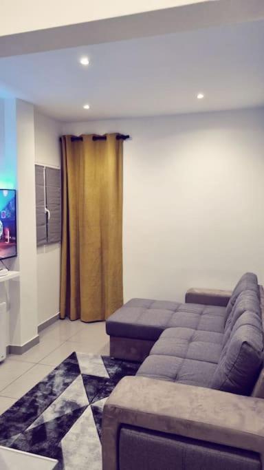 un salon avec un canapé et une télévision dans l'établissement Beau T2 à Stains, à Stains