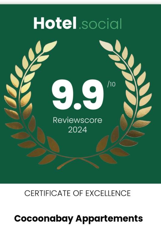 Certifikát, hodnocení, plakát nebo jiný dokument vystavený v ubytování Cocoonabay Appartements