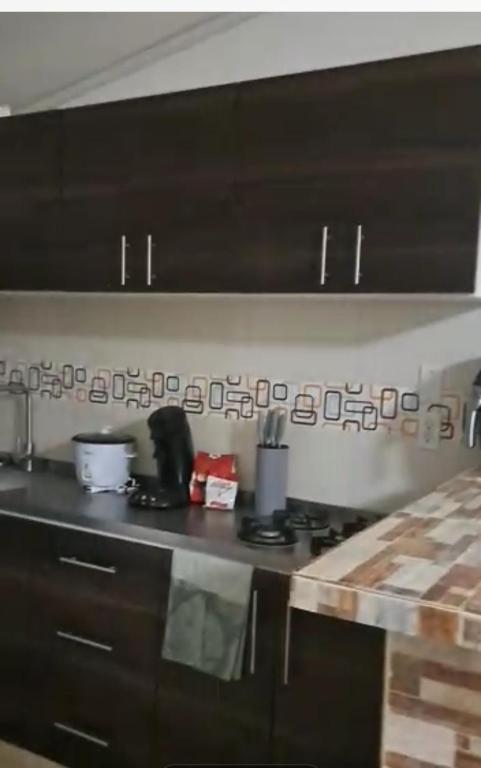 a kitchen with a stove and a counter top at Edmar in Kralendijk