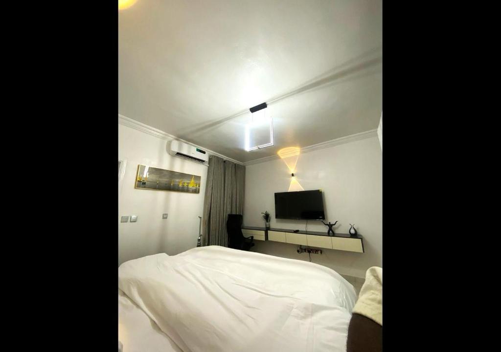 Postel nebo postele na pokoji v ubytování Exquisite Lekki Phase1 Apartment