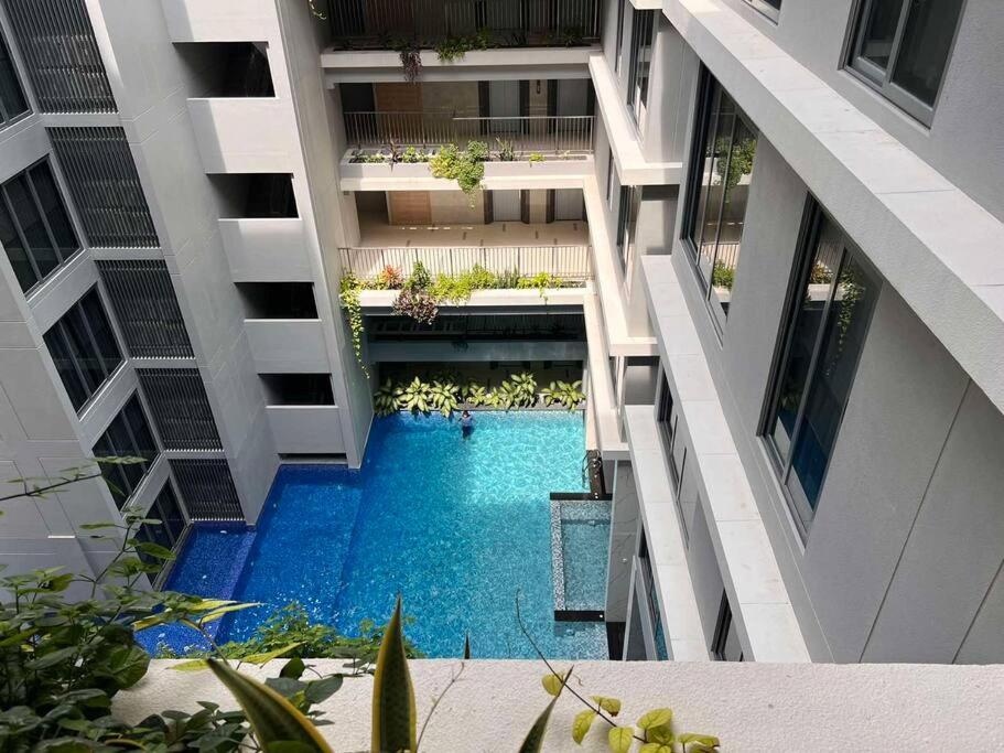 a swimming pool in the middle of a building at Luxurious 3-Bedroom in Hulhumalé in Hulhumale