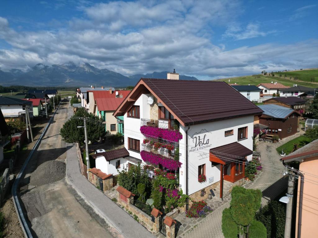 an aerial view of a town with a building at VeLa in Malý Slavkov