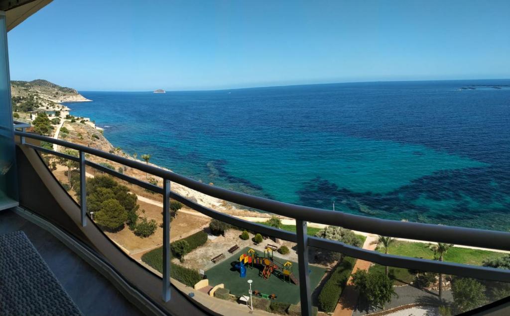 a view of the ocean from a balcony at TERRAMAR in Villajoyosa