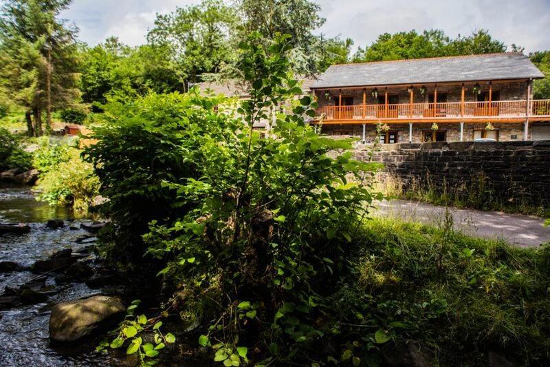 アバーデアにあるThe Falcon Inn Retreatの建物前の川の横の建物