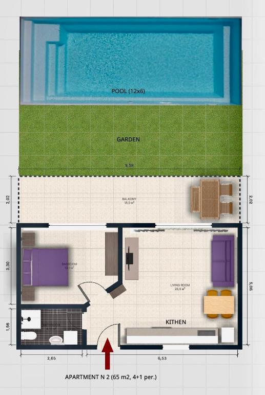Půdorys ubytování EllinFos Apartments