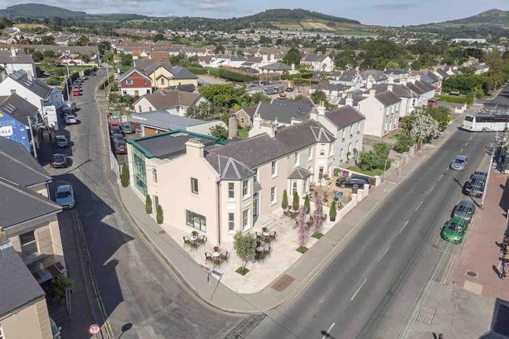an aerial view of a town with a street at Stanley Place in Greystones