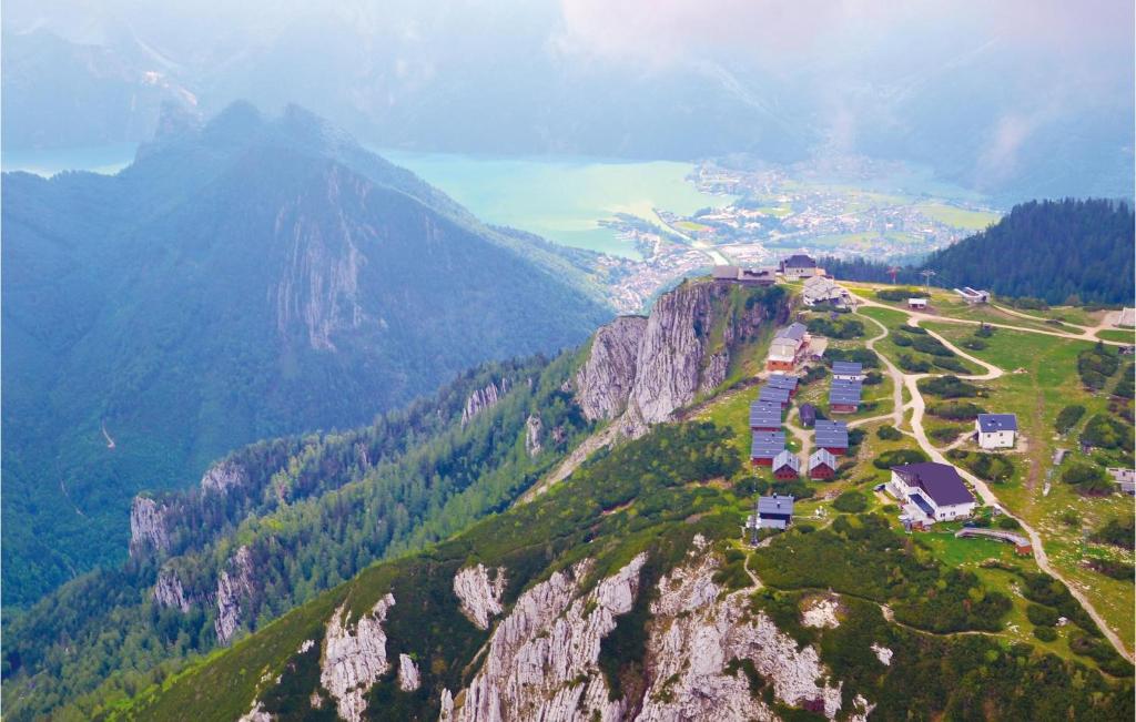 an aerial view of a mountain with houses on it at Nice Home In Ebensee With Ethernet Internet in Ebensee