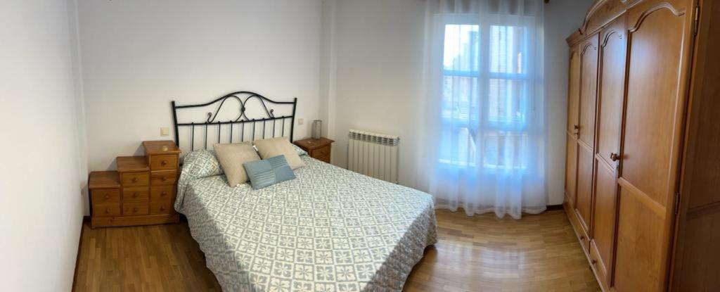 - une chambre avec un lit et une fenêtre dans l'établissement Apartamento Magdalena, à Haro