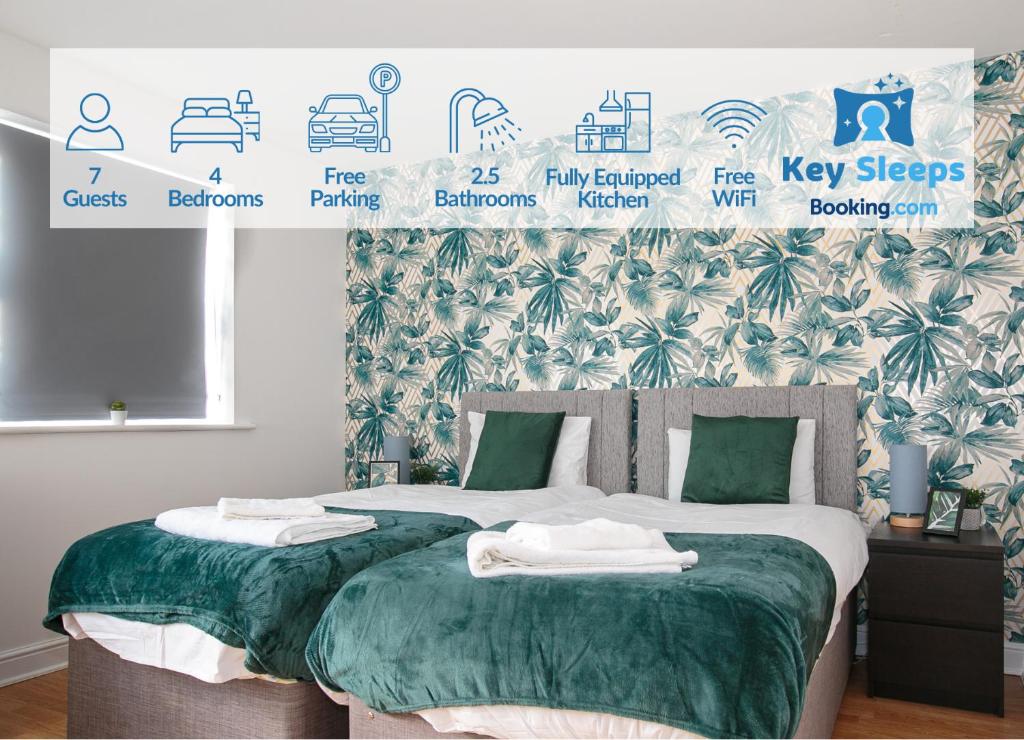 Postel nebo postele na pokoji v ubytování Modern & Contractors & City Centre & Parking