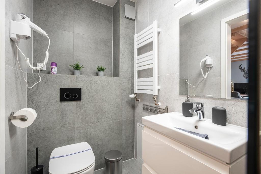 Kúpeľňa v ubytovaní DOMEK SUDECKI ZAKĄTEK - 2 APARTAMENTY 7- os Z GORĄCĄ BALIĄ ZEWNĘTRZNĄ
