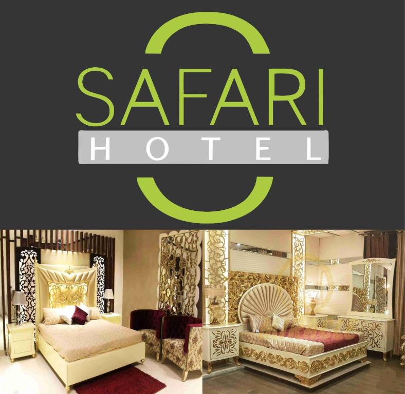 a collage of two pictures of a spa room at Safari Hotel in Lahore