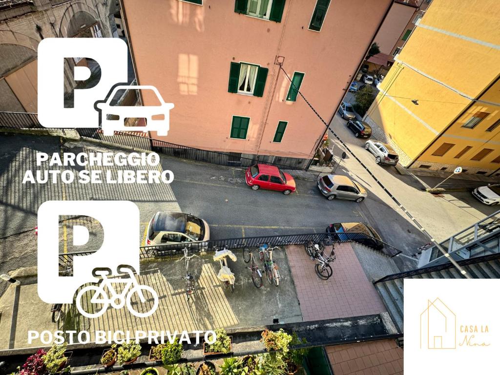 an aerial view of a city street with cars and buildings at Casa vacanze LA NINA in Varazze