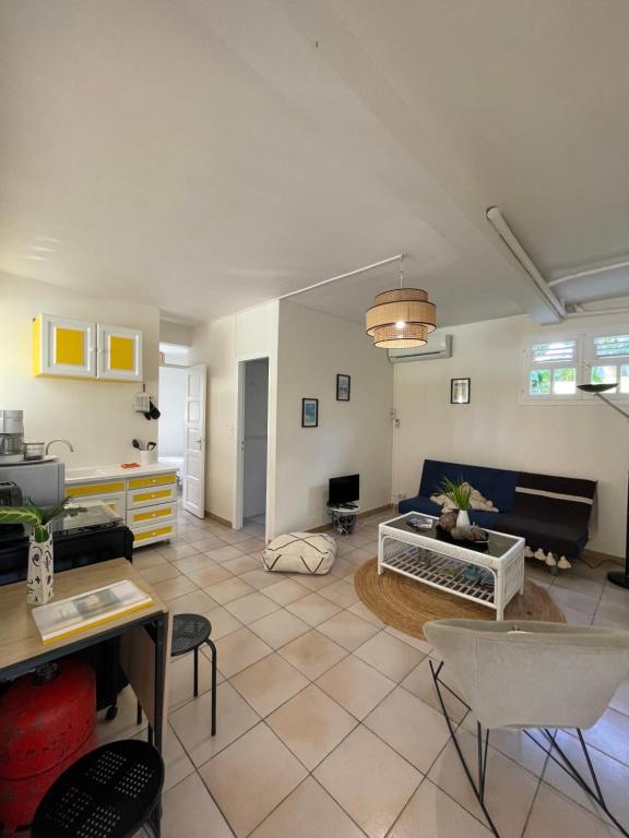 Kuchyň nebo kuchyňský kout v ubytování Studio Rez de villa avec piscine