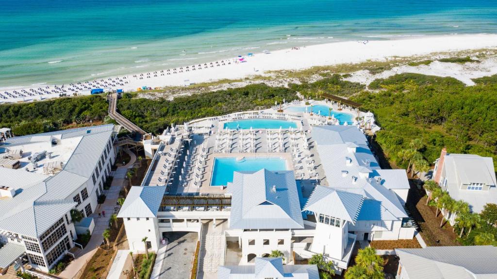 an aerial view of the resort and the beach at 136 Silver Laurel in Seagrove Beach