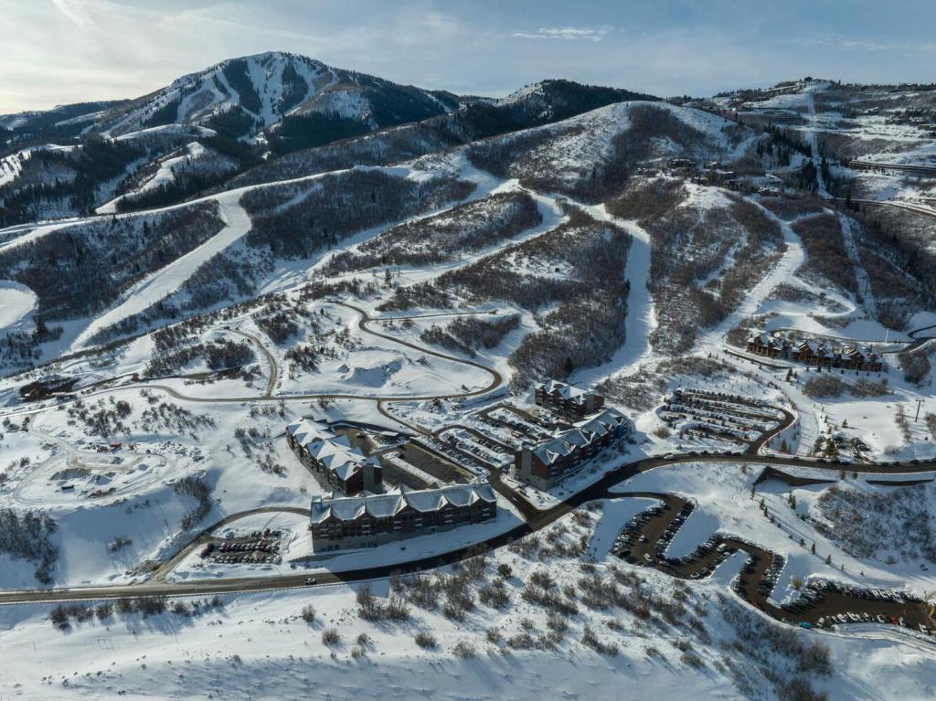 an aerial view of a resort in the snow at Pioche Village in Park City