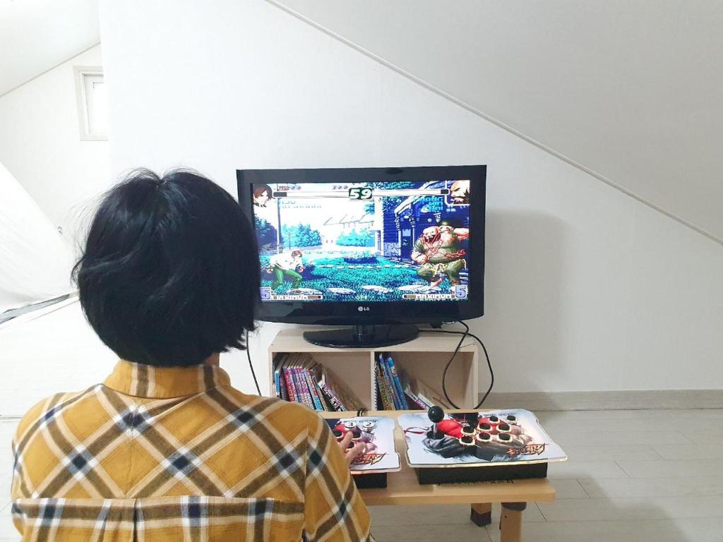TV a/nebo společenská místnost v ubytování Gamseong House