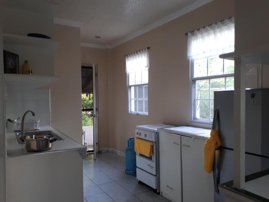 uma cozinha com um lavatório e um fogão forno superior em Lymen's Apartment em Cordova