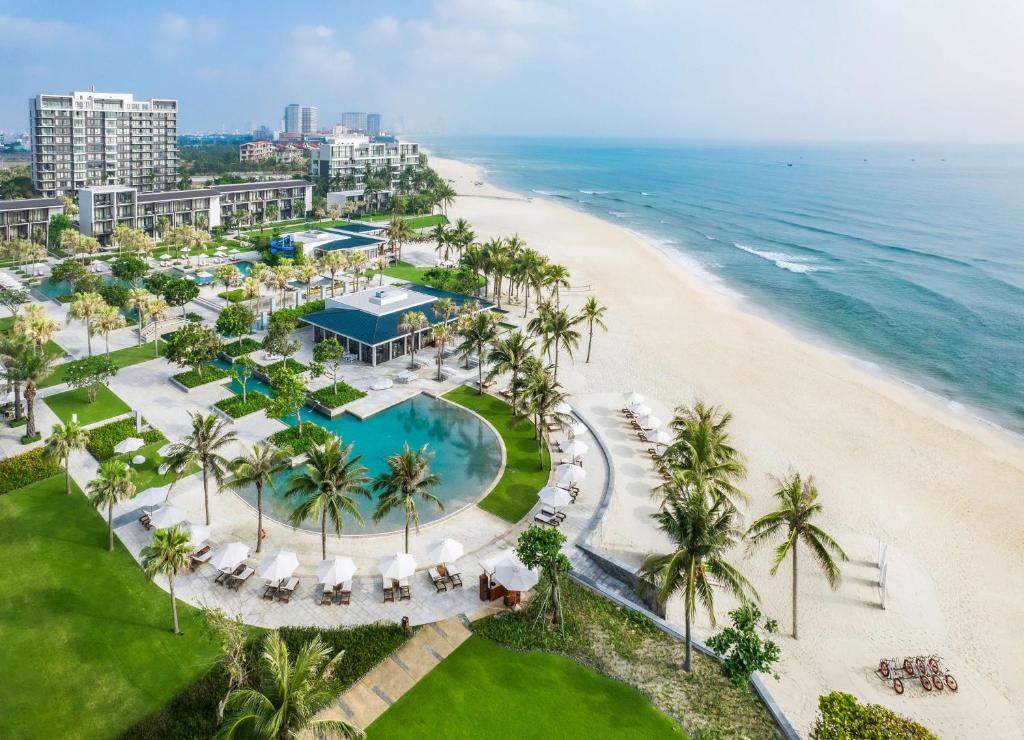 an aerial view of the beach and the ocean at Hyatt Regency Danang Resort and Spa in Da Nang