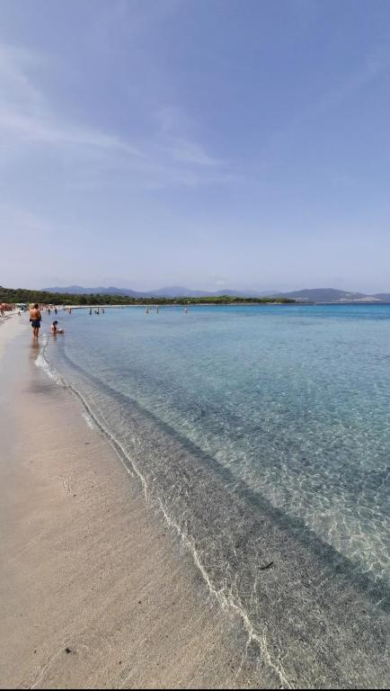 a group of people walking on the beach at Appartamento La Vista in Budoni