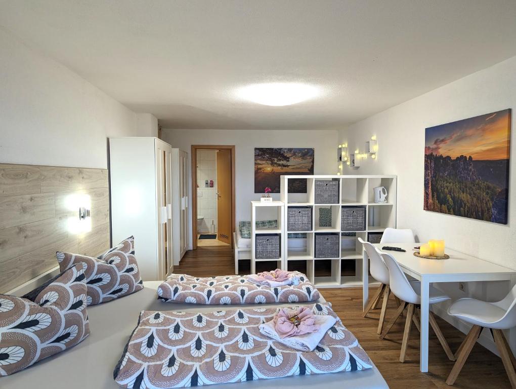 Postel nebo postele na pokoji v ubytování S1 - Urlaubsmagie - Direkt loswandern, bis zu 4P