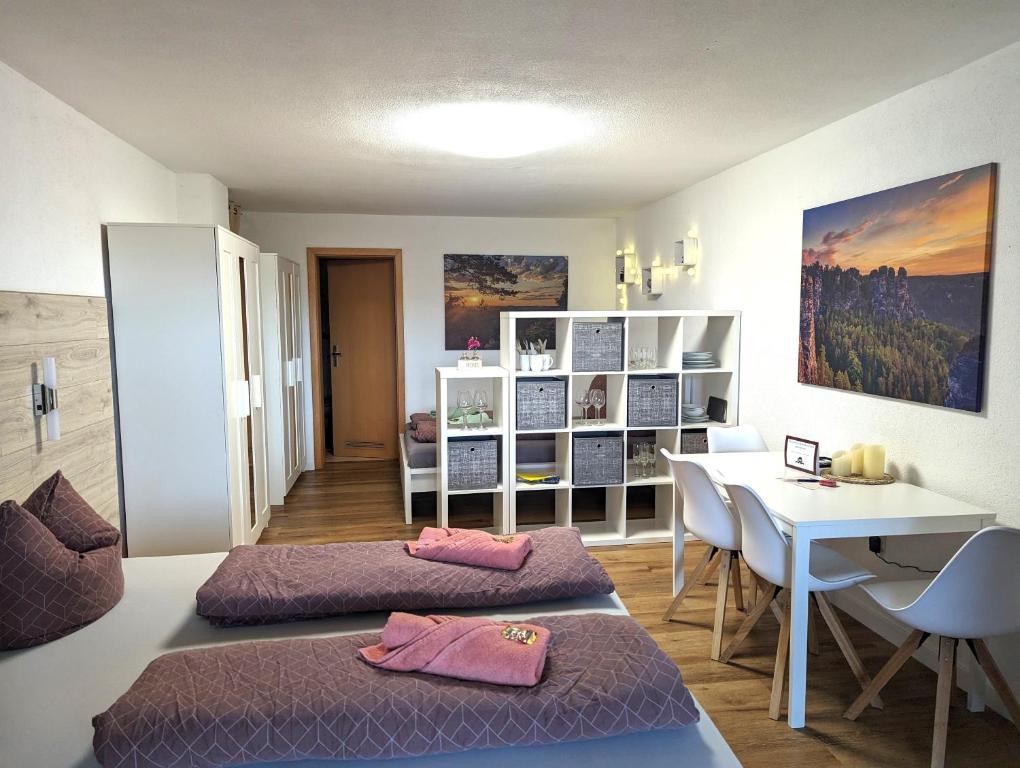 Postel nebo postele na pokoji v ubytování S1 - Urlaubsmagie - Direkt loswandern, bis zu 4P