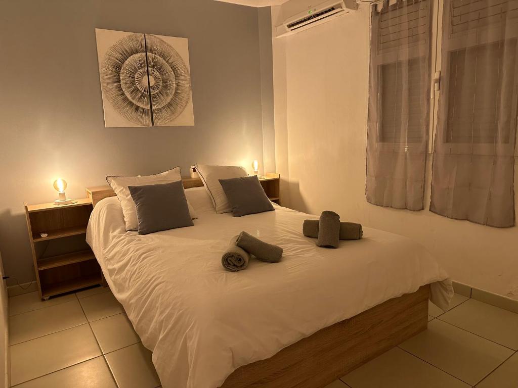 Postel nebo postele na pokoji v ubytování Appartement Ti Vaniy, T3, Anse Mitan, Trois ilets, Martinique