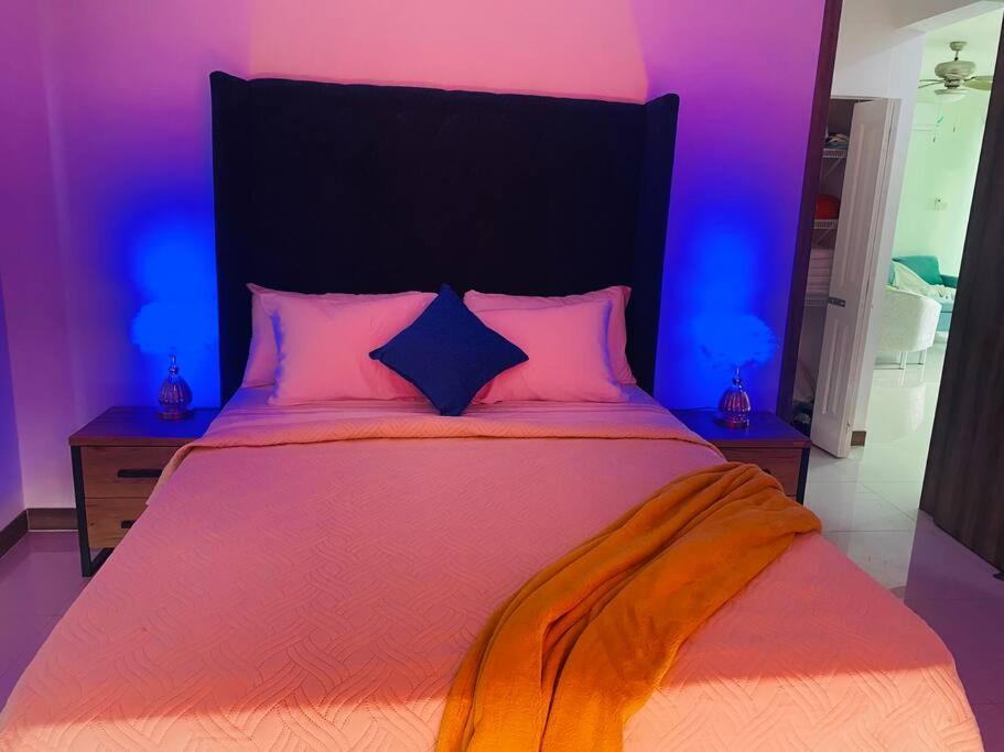 Un pat sau paturi într-o cameră la Ocean view Oasis