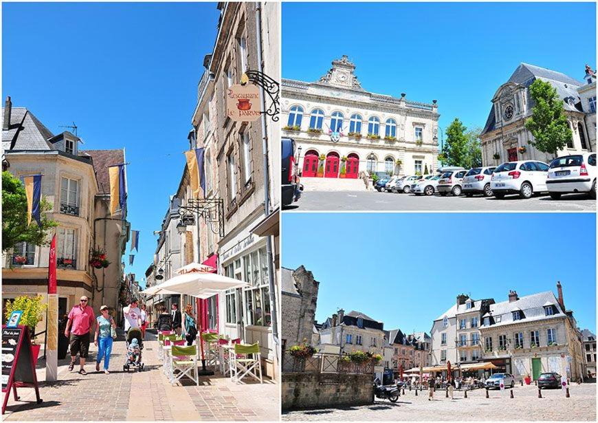a collage of two pictures of a city with buildings at Le Clos Maldier - Gîte de la Belle vue in Laon