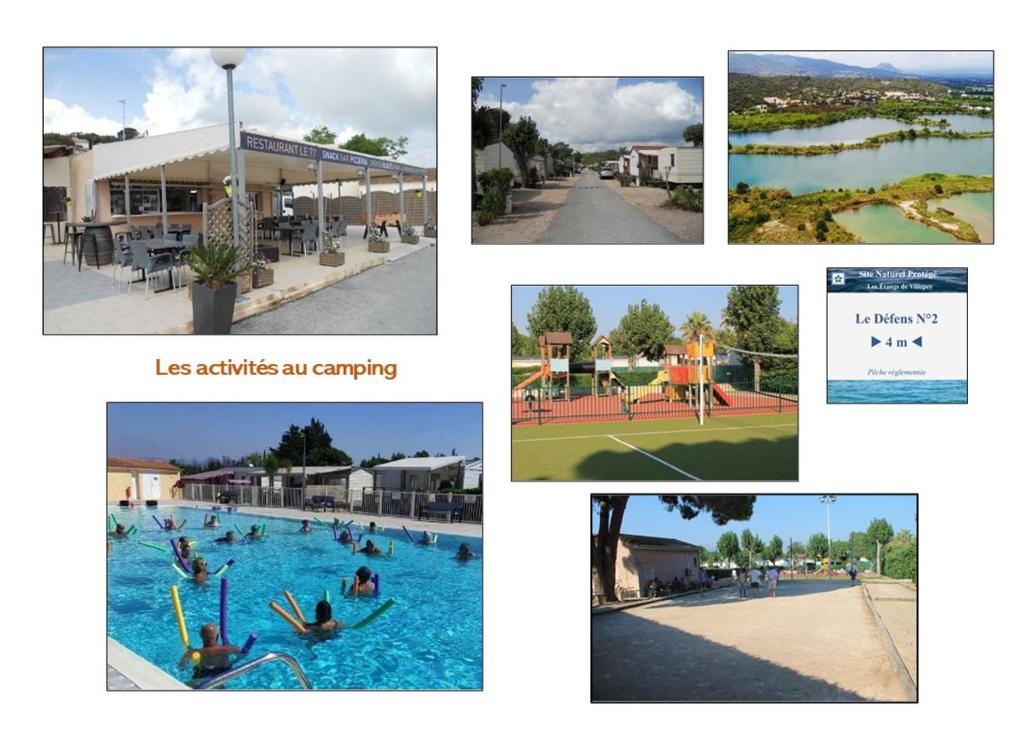 Bazén v ubytování Mobilhome avec piscine- plage à 10 minutes nebo v jeho okolí