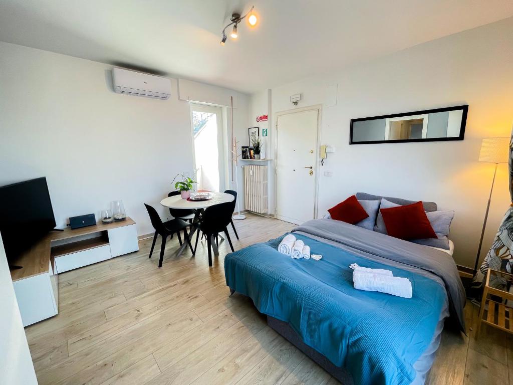 A bed or beds in a room at La Terrazza Imperiale