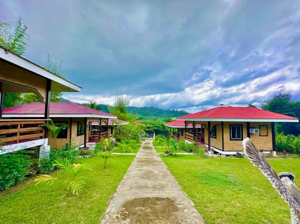 a pathway leading to a house with a grass yard at LUZVILLE Transient House - Port Barton in Itaytay