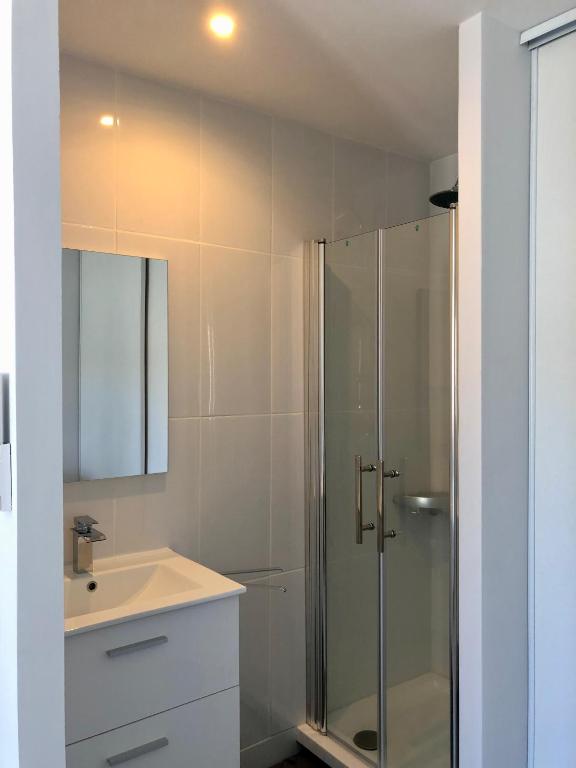 Łazienka w obiekcie Chez Oma I 1 appartement indépendant OPI I 3 chambres privatives avec salle d eau et salon commun cuisine commune WC commun patio commun