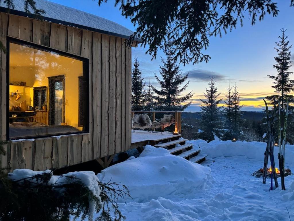 Forest cabin with stunning mountain view & Sauna v zimě