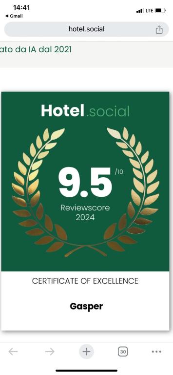 Certifikát, hodnocení, plakát nebo jiný dokument vystavený v ubytování B&B Gasper