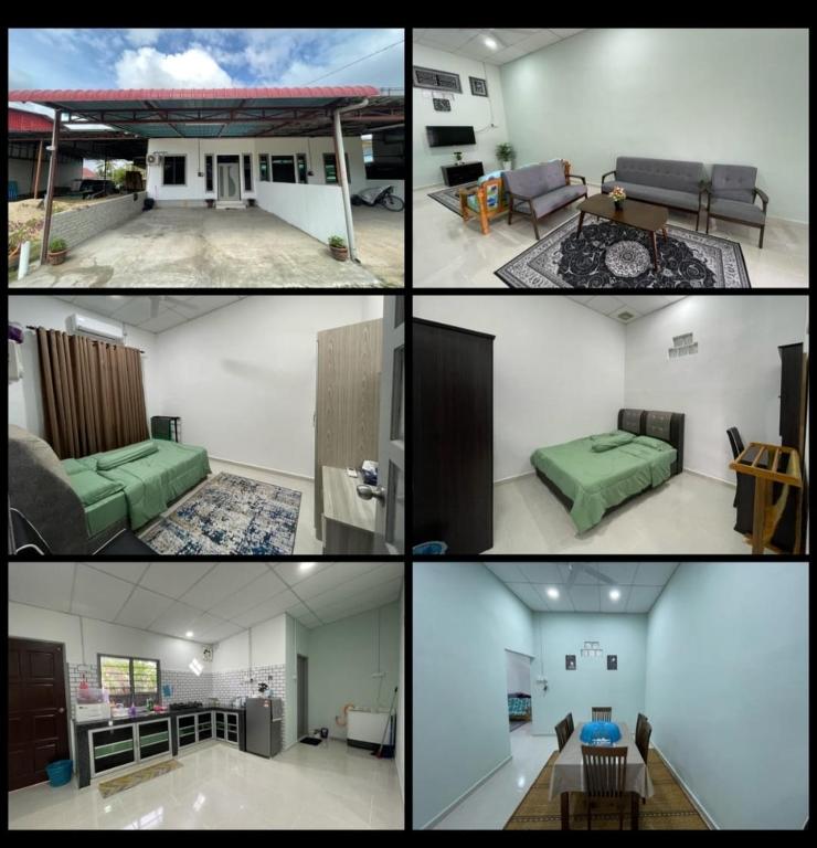 een collage van foto's van een woonkamer en een huis bij HOMESTAY UMMI KOTA BHARU in Kota Bharu