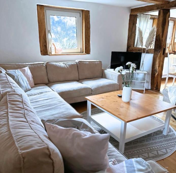 Χώρος καθιστικού στο Fachwerkwohnung im Weserbergland