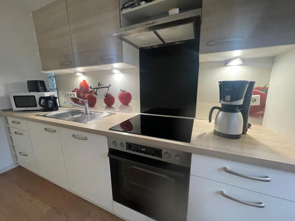Kuchyň nebo kuchyňský kout v ubytování Zeitapartments Am Fischmarkt