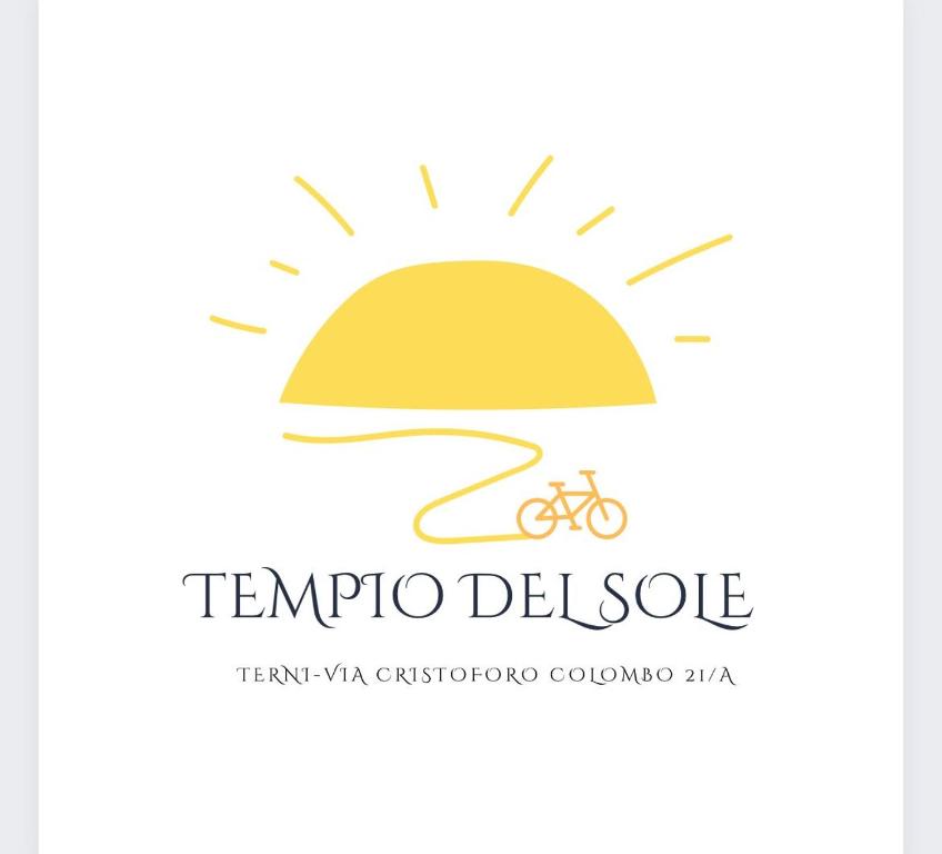 logotipo de un restaurante con sol y bicicleta en Tempio del Sole, en Terni