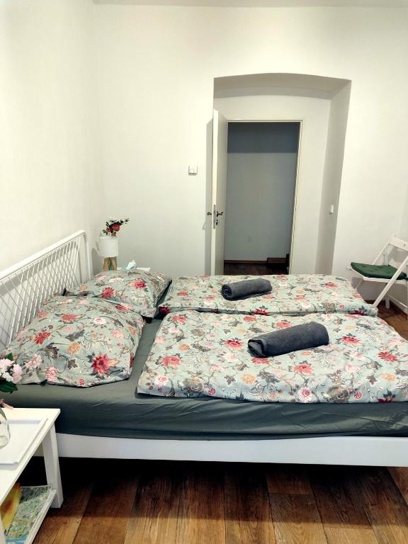 Postel nebo postele na pokoji v ubytování Nice room with double bed in zizkov - shared bathroom