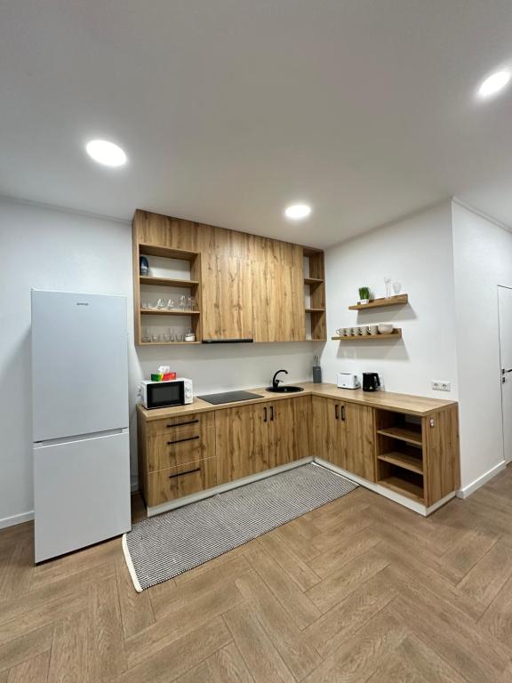 Kuchyň nebo kuchyňský kout v ubytování Modern apartament