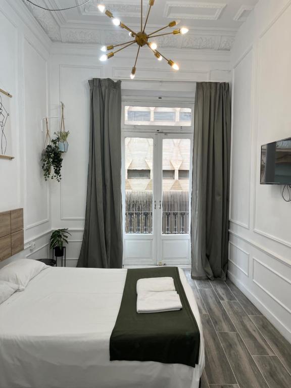 瓦倫西亞的住宿－Star Home，一间卧室设有一张大床和一个窗户。