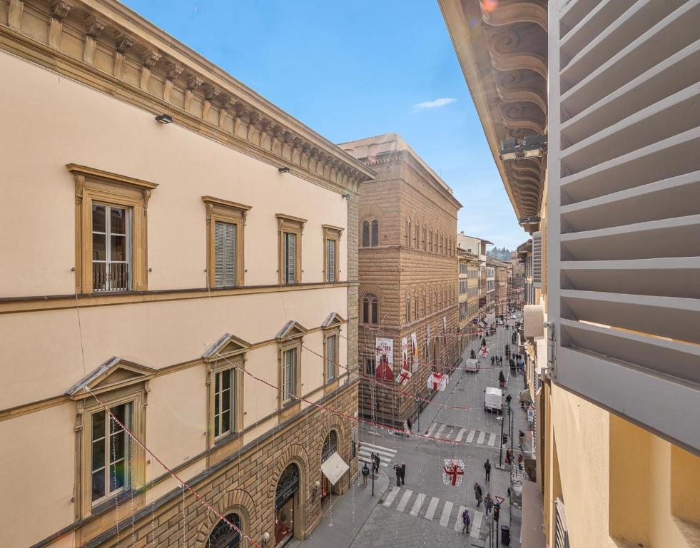 a view of a city street from a building at Tornabuoni Living - Luxury Apartments Collection in Florence
