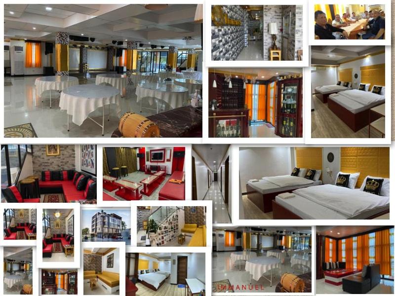 un collage di foto di una camera con letto e tavoli di IMMANUEL HOTEL a Calbayog