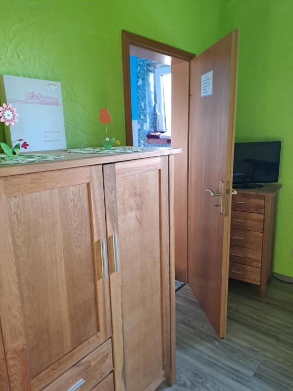 Kuchyň nebo kuchyňský kout v ubytování Pension Sander