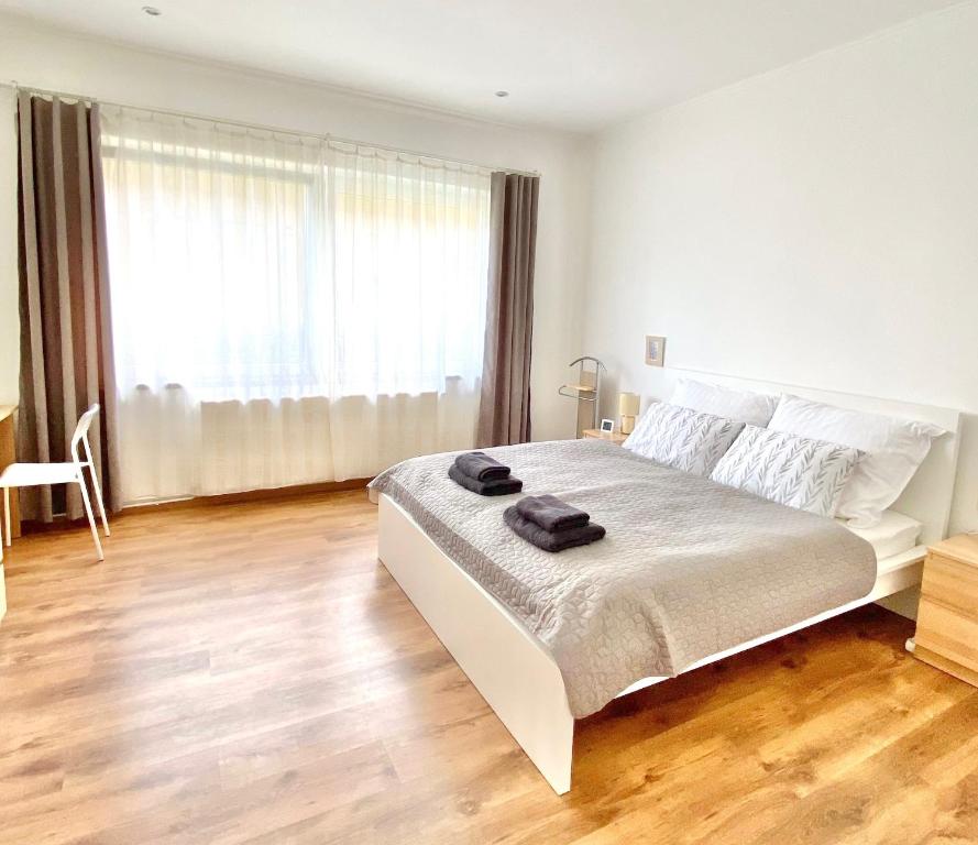 Postel nebo postele na pokoji v ubytování Luca Apartman