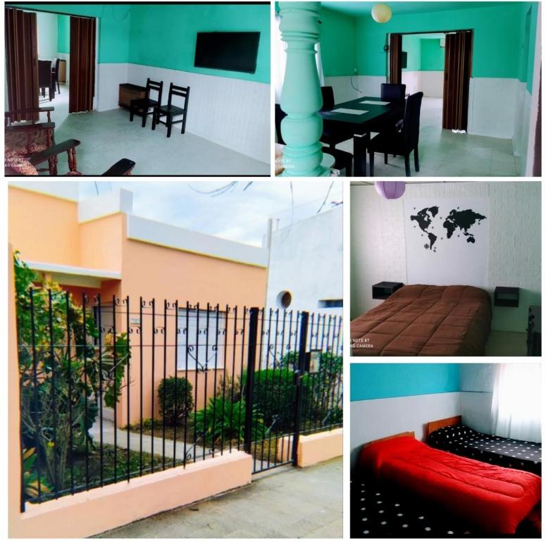 un collage de cuatro fotos de un dormitorio y una habitación en El Descanso! en Carhué
