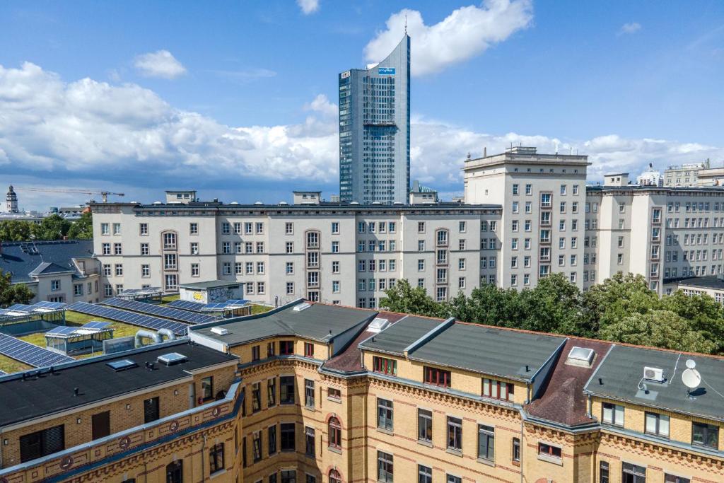 Nespecifikovaný výhled na destinaci Lipsko nebo výhled na město při pohledu z penzionu