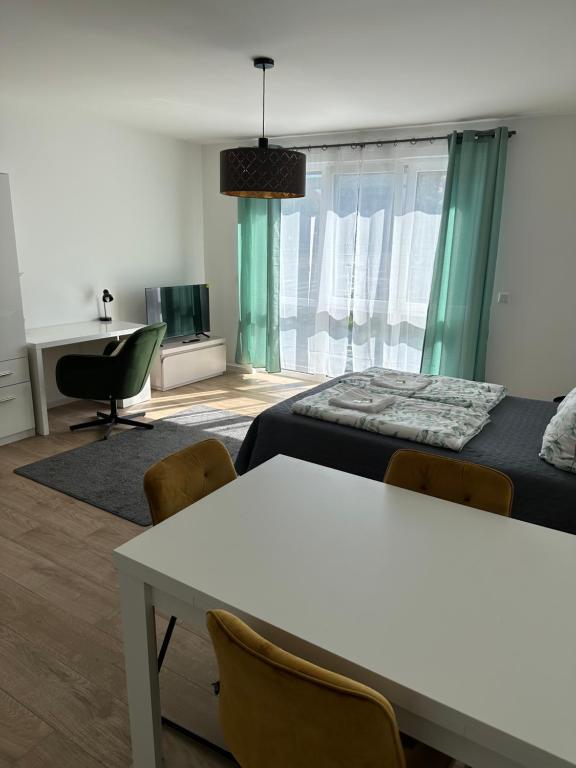 Kuchyň nebo kuchyňský kout v ubytování Moderne 1-Zi Stadtwohnung